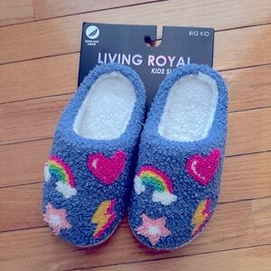 Living Royal Kids Slippers with Rainbow and Heart Design